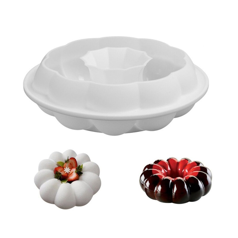 Halloween calabaza mousse pastel molde francés postre hornear molde de silicona flor superficie fondant mousse