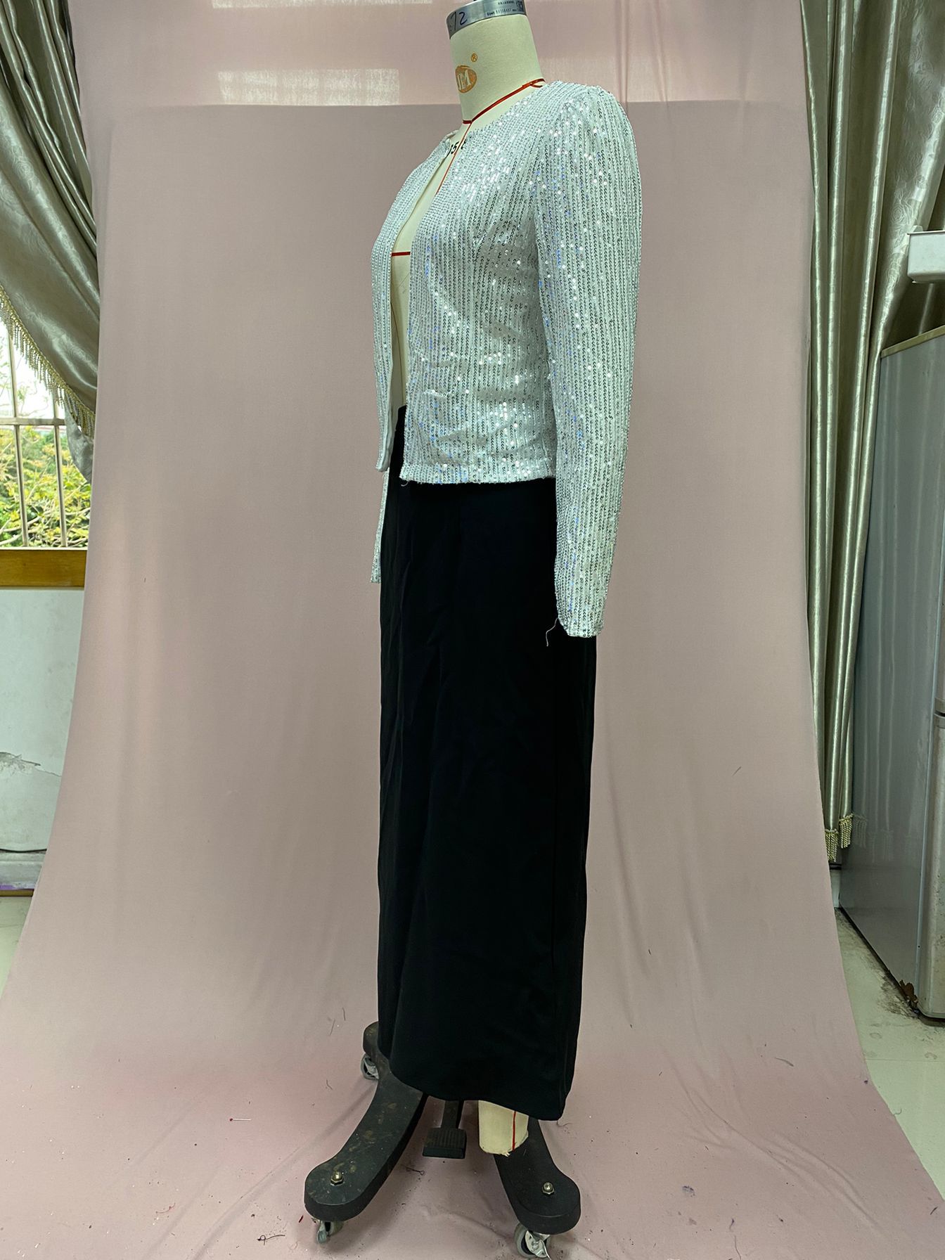280g Weight Casual Jacket Outerwear Type Long Sleeve Sleeve Length Polyester Fabric Type Regular Top Length Coat Tops Type Holiday, Party Occasion Round Neck Neckline Slim Fit Type Solid Color Pattern Spring, Autumn Season Women's Gender Sequins Design Streetwear Style Women's Streetwear Solid Color Sequins Coat Casual Jacket 25
