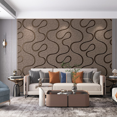 Modern minimalist living room, bedroom, TV background wall wallpaper, curved 5D thick deer skin velvet non-woven wallpaper
