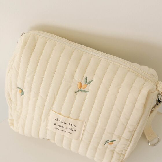 in stock Zipper Embroidered Cotton Mummy Bag Baby Trolley Hanging Bag Diaper Bag Travel Portable Tissue Bag