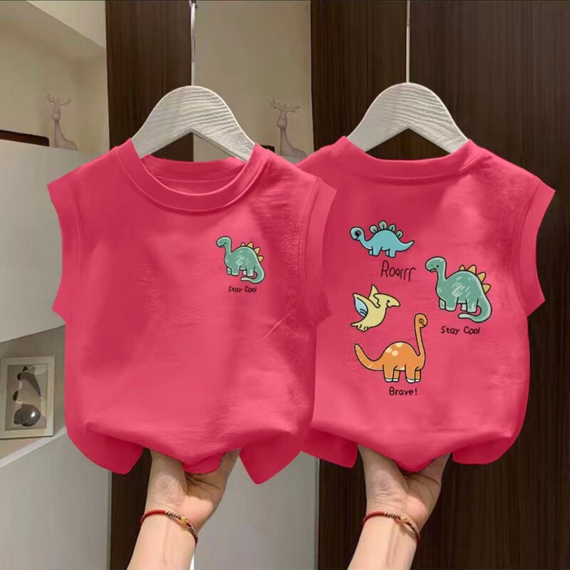 Children's Pure Cotton Sleeveless Vest for Boys and Girls, Summer Loose Breathable Top T-Shirt, Baby Cool Printed Short-Sleeved T-Shirt Children's Pure Cotton Sleeveless Vest for Boys and Girls, Summer Loose Breathable Top T-Shirt, Baby Cool Printed Short-Sleeved T-Shirt