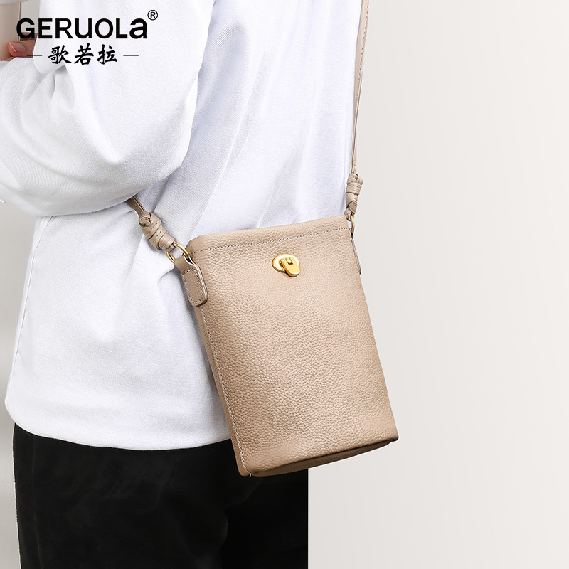 Nuevo bolso para teléfono móvil cuero de gran capacidad estilo japonés simple de gran capacidad mensajero de un solo hombro bolso de almacenamiento para teléfono móvil de mujer