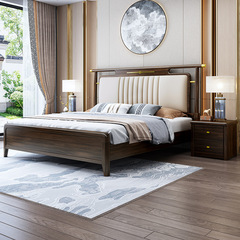 新中式烏金木實木床現代雙人1.8m主臥軟包床高箱小戶型儲物大床