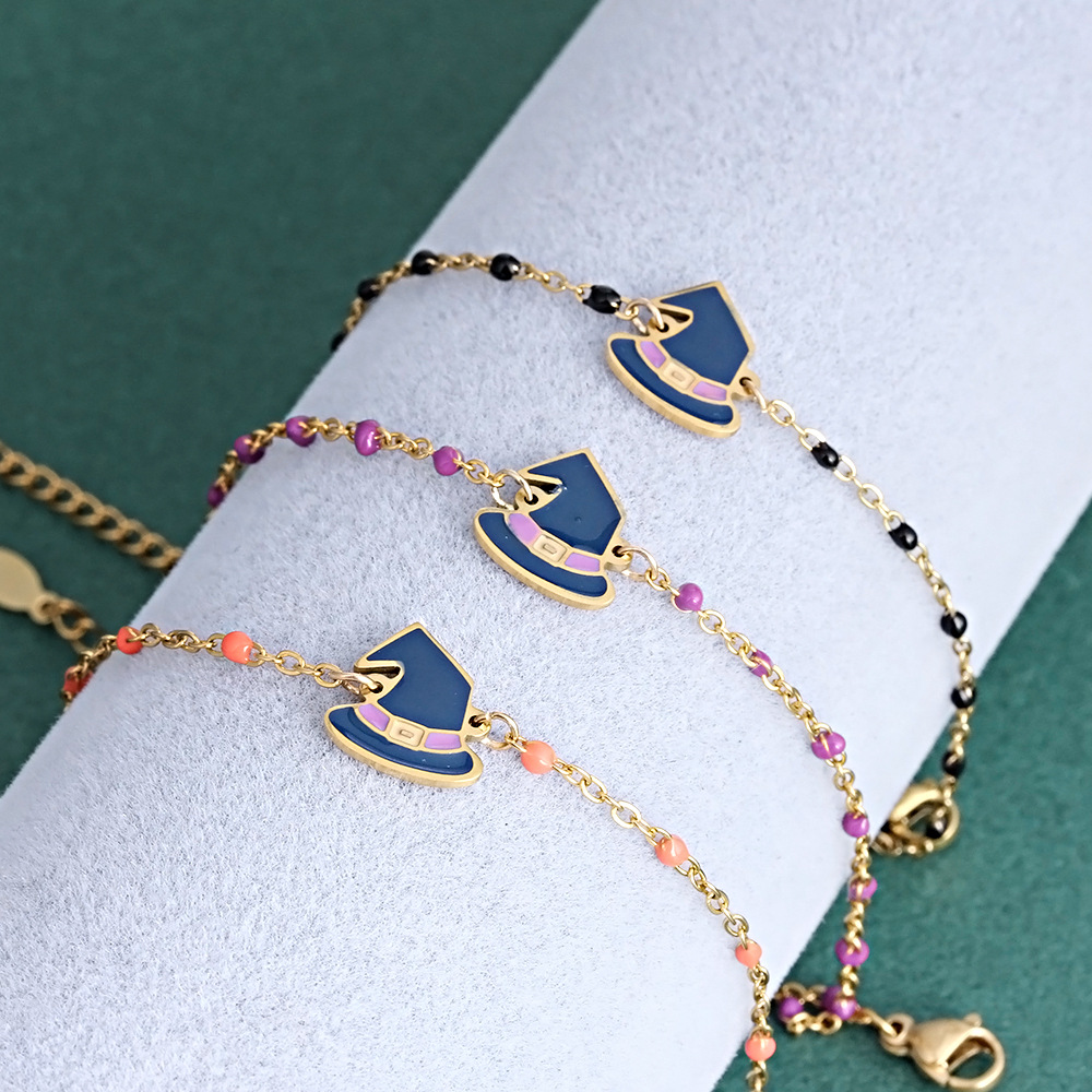1 Piece Quantity Holiday, Daily Occasion Funny Witch Hat 304 Stainless Steel Bracelets In Bulk Stainless Steel Bracelets Halloween