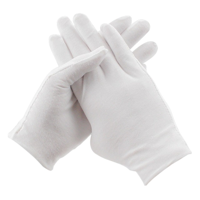Fábrica en stock guantes de algodón blanco de algodón puro Inspección de Trabajo de seguro de trabajo Etiqueta de trabajo Comercio exterior guantes de arte transfronterizo exclusivo