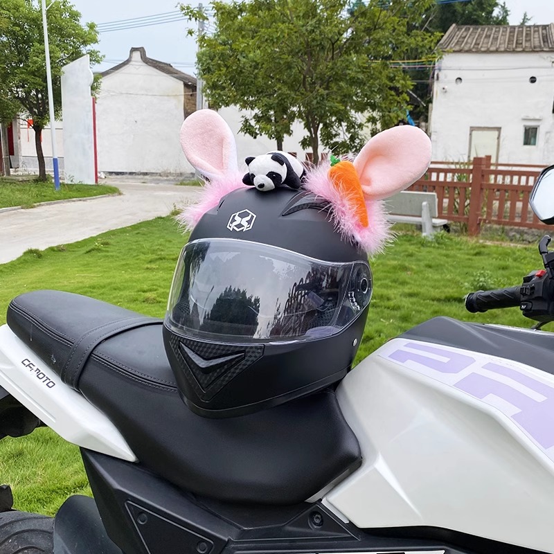 Light Pink Carrot Rabbit Helmet Decoration Motorcycle Helmet Accessories