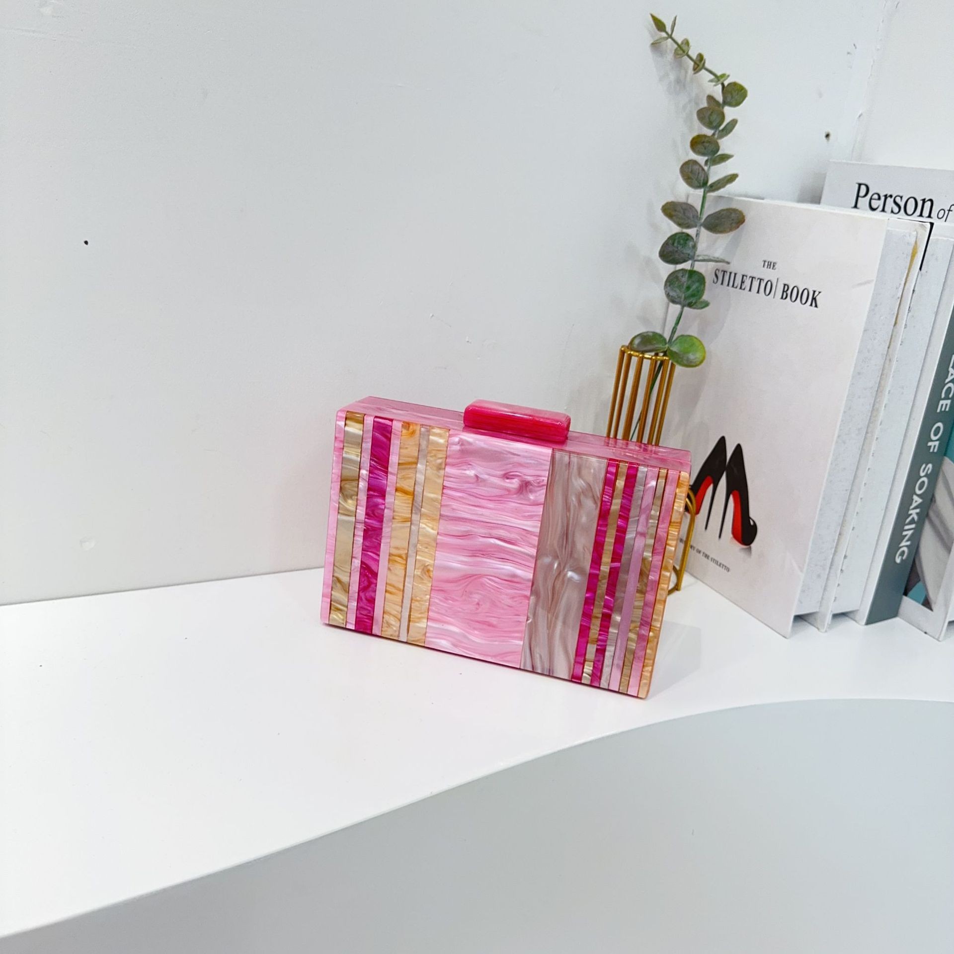 Nuevas bolsas de cena de damas transfronterizas, bolsas de acrílico empalmadas, bolsas de cena de boda, bolsas de vestir