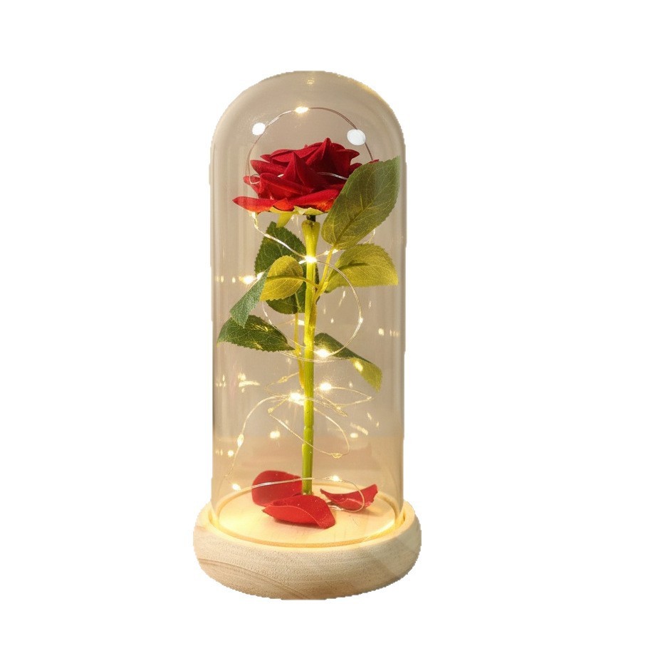 Simulación transfronteriza rosa inmortalidad flor cubierta de vidrio decoración de cumpleaños Qixie 520 Día de San Valentín regalo creativo del Día de la Madre