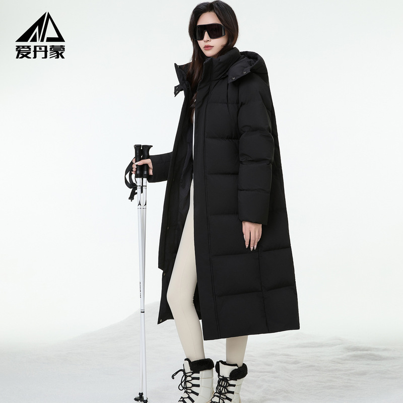 Aidan Mont Thick Long down Jacket for Women 2025 New 90 White Duck down Loose Over-The-Knee Thickeneded Winter Jacket