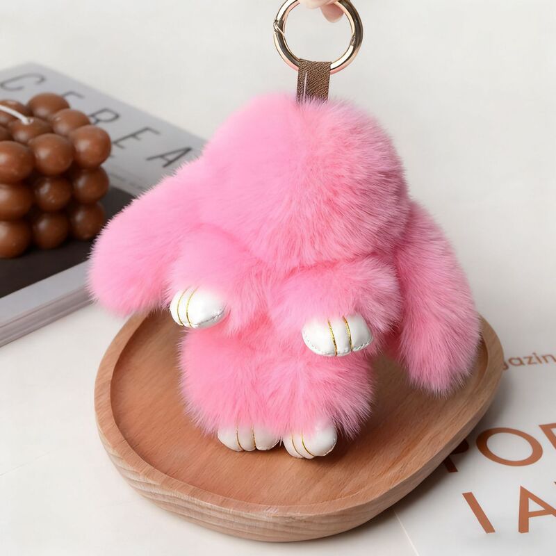 小さなウサギの毛皮ミニチュア装飾品、ウサギの毛皮バッグチャーム、ふわふわで可愛いランドセル、車のキーホルダー飾り|undefined