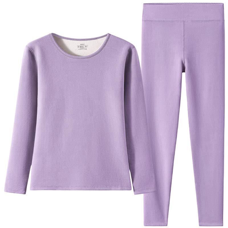 Ropa interior térmica de otoño e invierno para mujer engrosamiento y calentamiento de terciopelo con ropa abrigada de lana de cordero ropa abrigada Northeast ropa de otoño pantalones largos traje de mujer