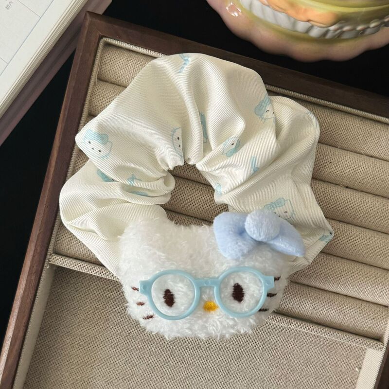 秋季新款可爱蓝色眼镜毛绒猫咪大肠发圈可爱女孩马尾发绳发饰批发|undefined