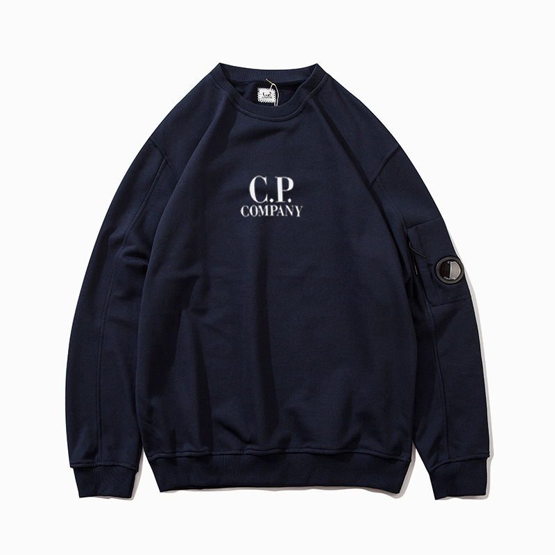CP Logo lente funcional Pioneer pullover empresa europea y americana simple casual C.P cuello redondo suéter flojo