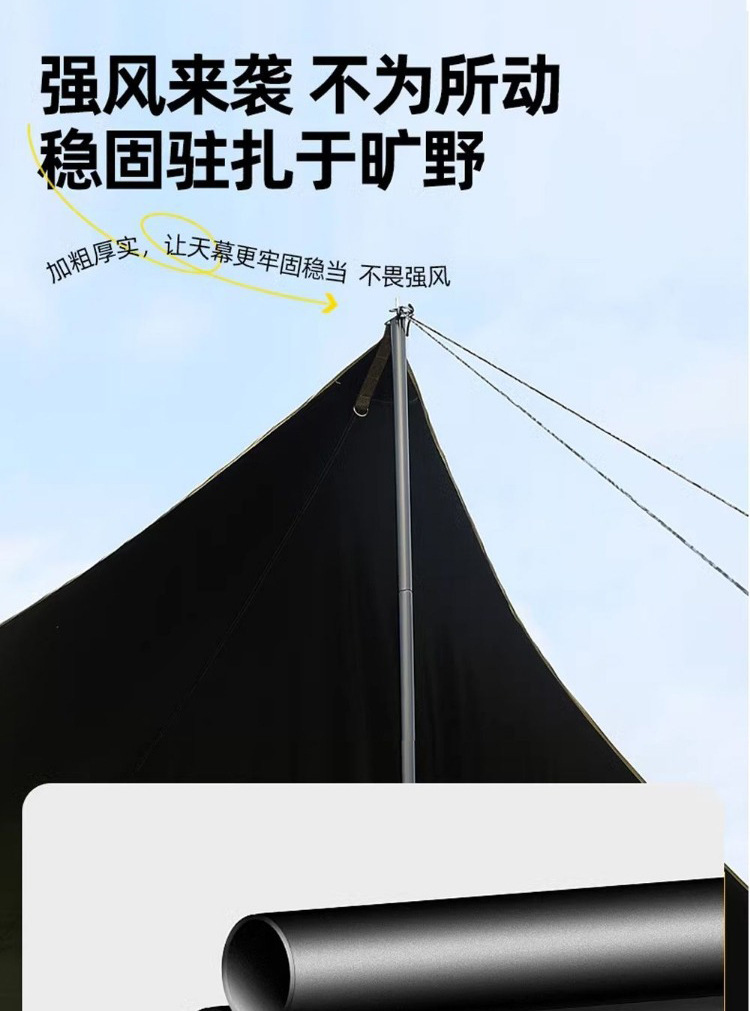 Black Vinyl Canopy Outdoor Tent Sunshade Sun Protection Thickened Camping Picnic Butterfly-Shaped Elevated Silver-Coated Canopy