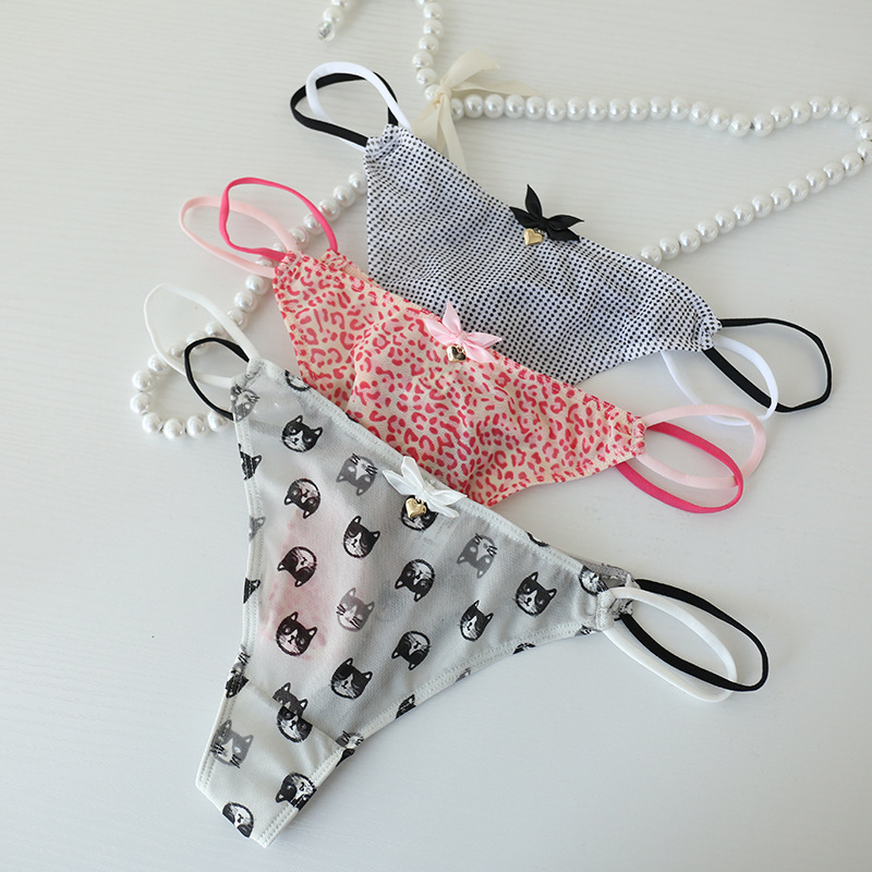 428 Gauze T-shirt Trunks Sexy Transparent Strawberry Cherry Cute Women's Underwear Low Waist Girls 428 Gauze T-shirt Trunks Sexy Transparent Strawberry Cherry Cute Women's Underwear Low Waist Girls