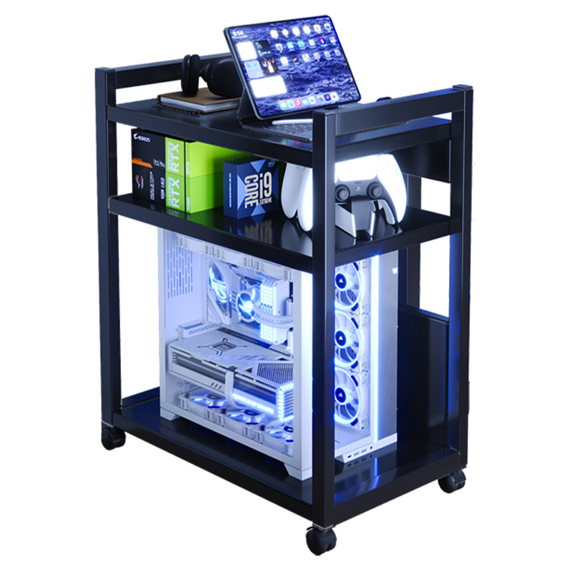 Casa de deportes eléctricos computadora portador host multi-capa móvil caja base estante de almacenamiento piso casero bajo la mesa carro pequeño