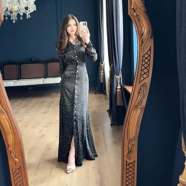 2025秋新款女欧美风跨境收腰休闲印花优雅连衣裙气质碎花显瘦纽扣|undefined