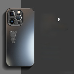 立體熊適用於蘋果14手機殼新款磨砂玻璃iPhone13promax高級感創意