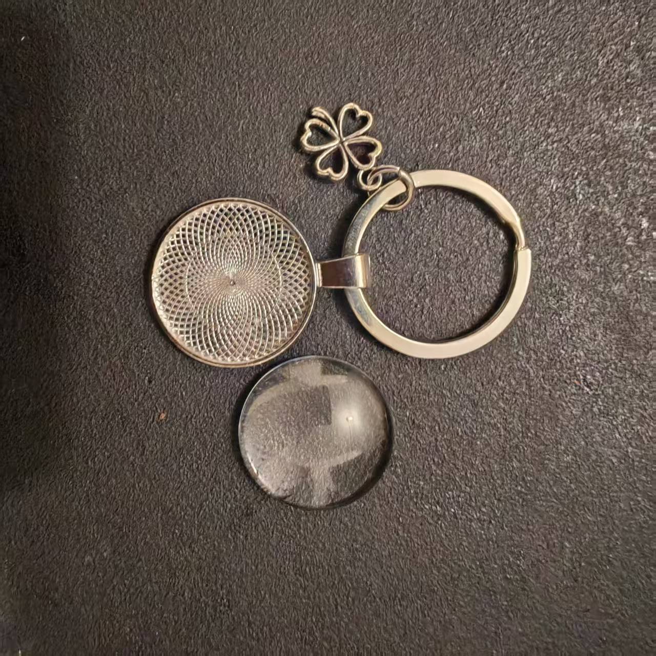 Accesorios de joyería de aleación, gemas DIY, base de 25 mm, llavero, fabricante mayorista, impresión UV redonda