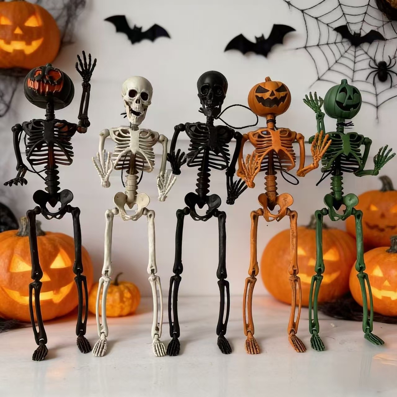 Esqueleto de Halloween decoración de terror decoración de decoración de la casa embrujada props esqueleto humano de plástico colgante esqueleto