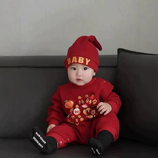 Утеплённое боди-худи на Новый год для младенцев