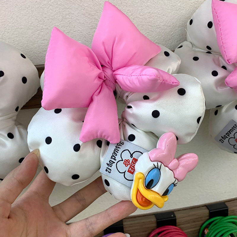 Mickey intestino grueso lazo para el cabello lindo para niños 2025 nuevo estilo lunares flor banda de goma accesorios para el cabello de dibujos animados cuerda para la cabeza atar el cabello