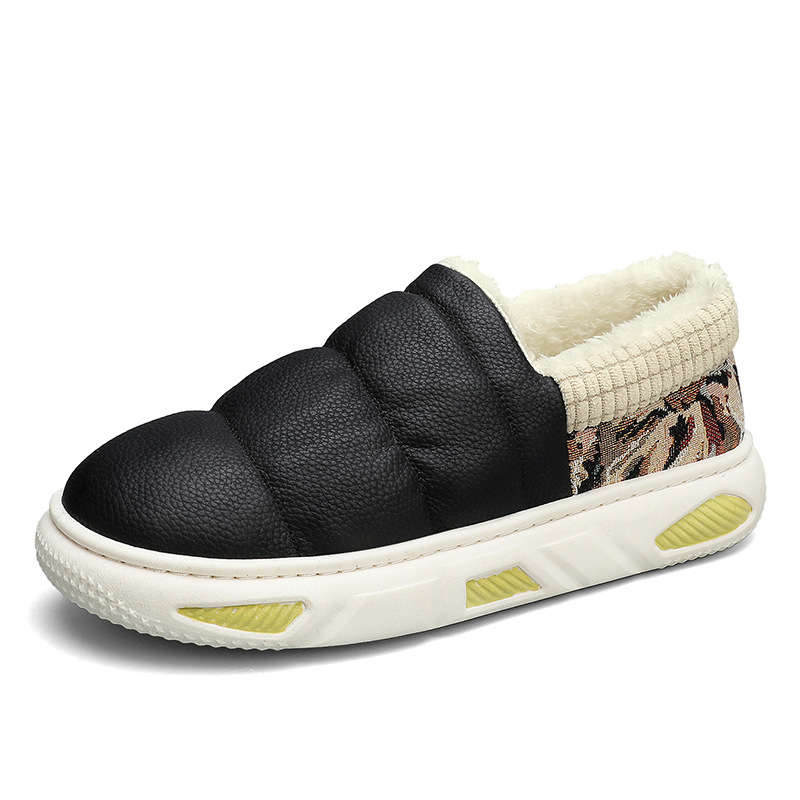 Zapatos de algodón de invierno para hombres engrosados con terciopelo para mantenerse calientes, pedaleando deportes antideslizantes, ocio y suela gruesa zapatos perezosos interiores