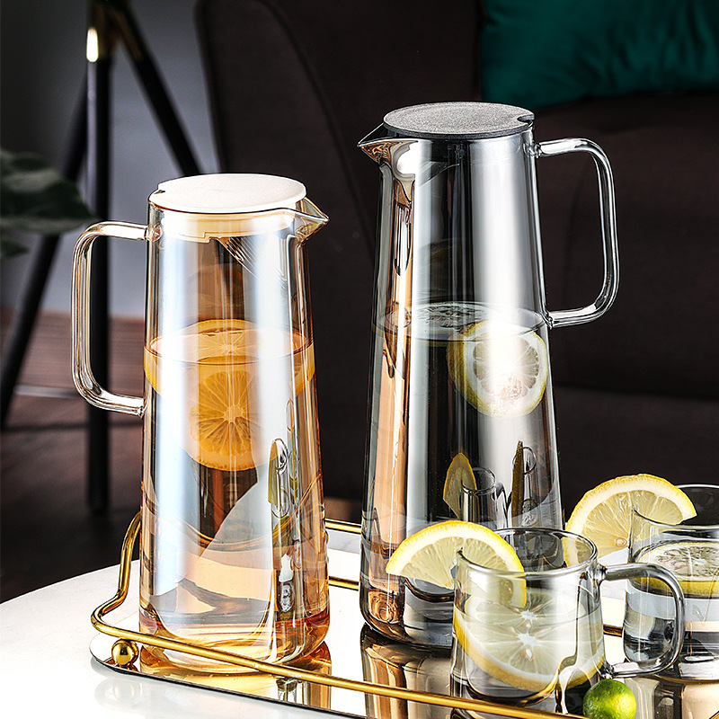 Cold kettle glass household cold water cup tea kettle large capacity cold kettle set flower teapot fruit tea glass kettle
