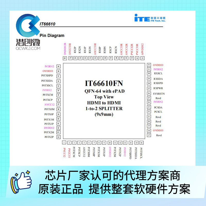 ITE芯片 IT66610 全新原装正品芯片原厂认可的代理方案商