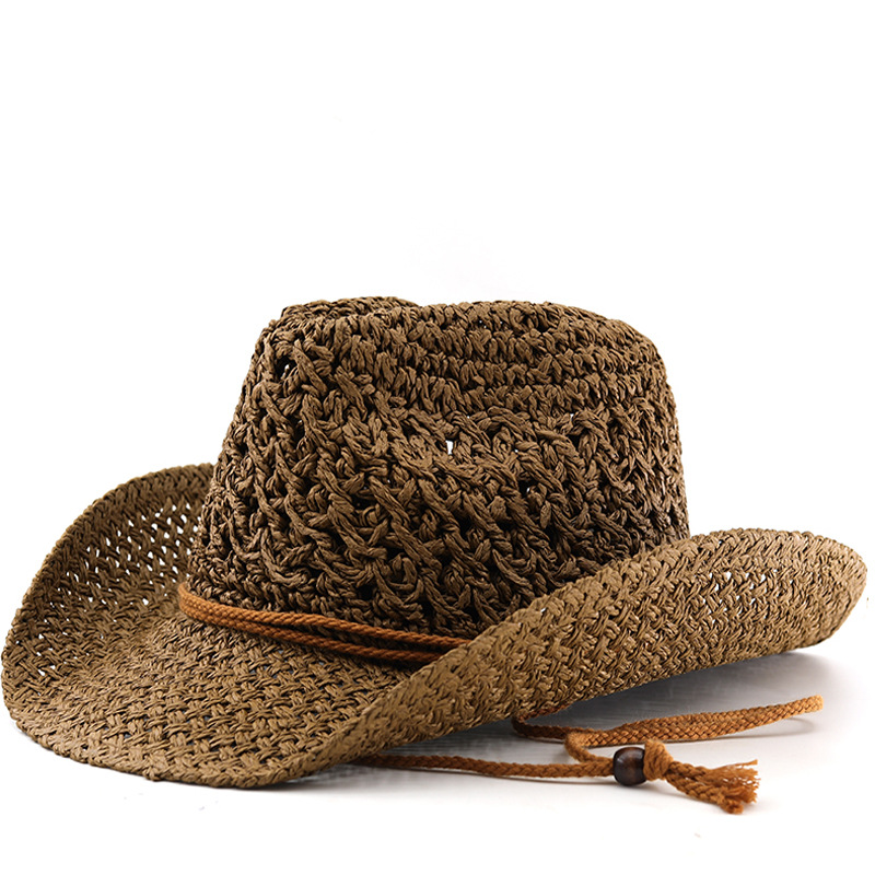 Unisex Retro Western Cowboy Straw Hat For Beach And Outdoor Travel_voghion.com