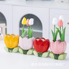 創意陶磁器花花瓶客間生け花置物大衆デザイン感現代シンプルオフィス誕生日プレゼント