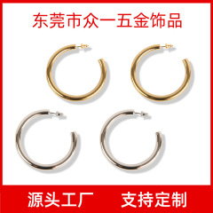 クロスボーダー細いメッキイヤリングリングins風金メッキオープンリングイヤリング中空c形ステンレスイヤリング卸売り