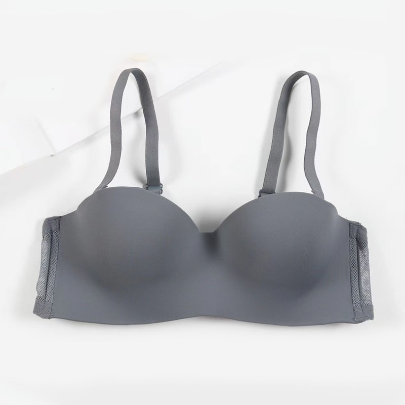 Fábrica de Shantou sostén sin marcas de espalda hermoso pecho pequeño reunido medio taza de estudiantes niñas antideslizante sin cinturón de hombro ropa interior