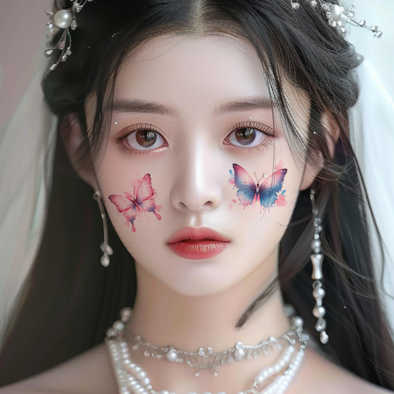 Polvo brillante mariposa cara pegatinas de tatuaje hadas lavable impermeable duradero lindo unicornio ciervo luna estrellas planeta