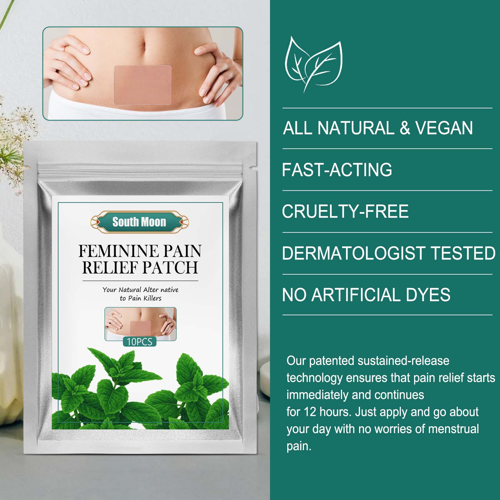 South Moon Menstruationspflaster gegen Bauchkrämpfe und Schmerzlinderung während der physiologischen Periode_voghion.com