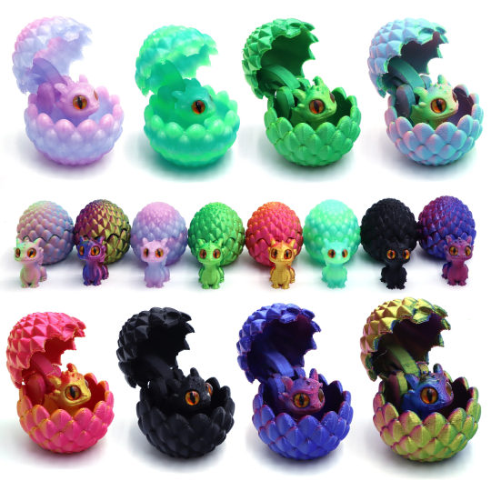 Cross-border explosions 3d printing dragon egg suit color children's toy ornaments decompression model hand-held stall wholesale