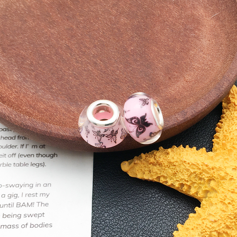 1 Rosa panjia agujero grande cuentas de colores accesorios de joyería redonda hecha a mano pulsera espaciador cuentas 20 estilos disponibles