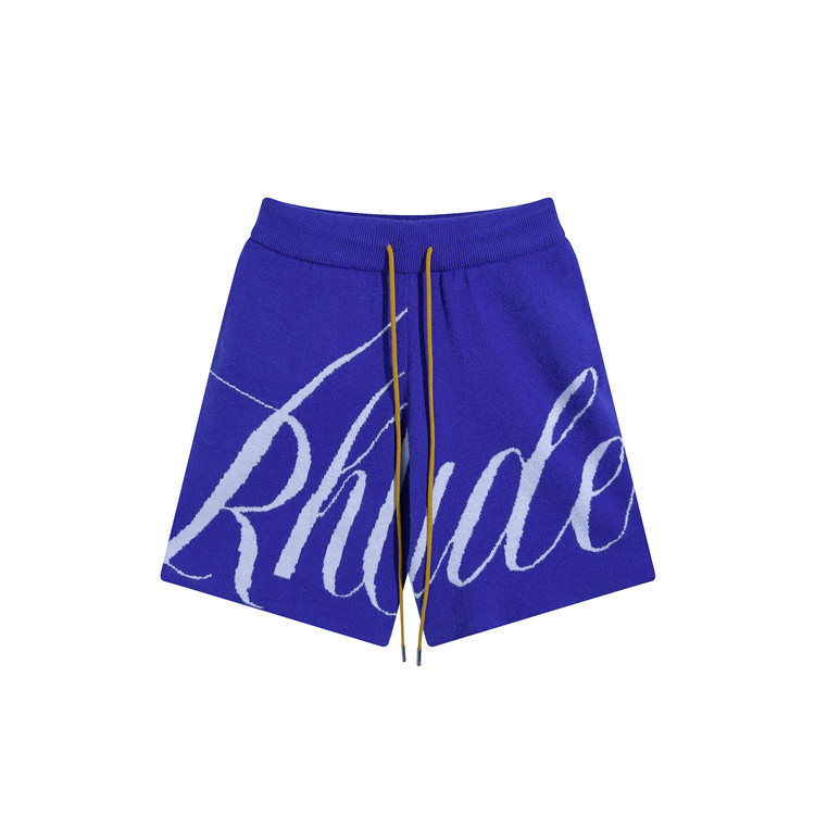 Rhude Shorts Script Logo Jacquard Knit Blue