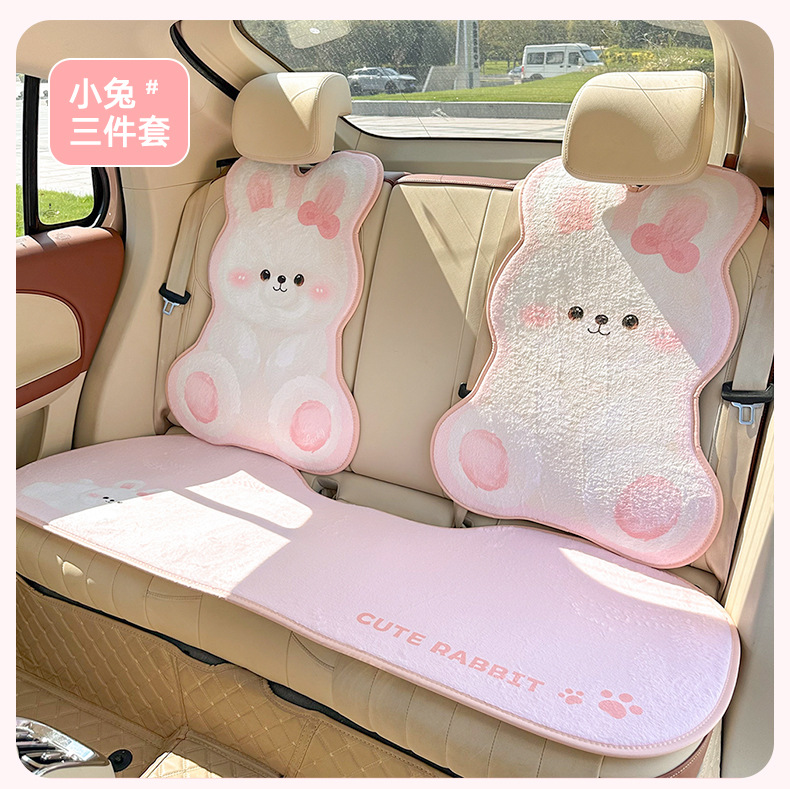 Cartoon Car Seat Cushion Winter Plush Cute Car Rear Seat Cushion Thickened Warm Car Seat Cover