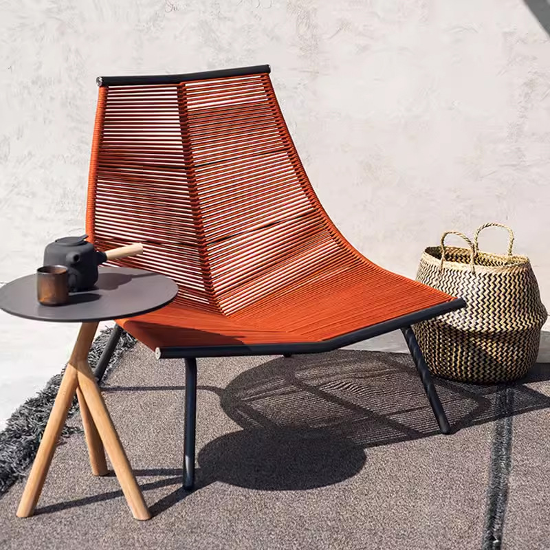 Silla de mimbre, mecedora europea y americana, silla de ocio de ratán para el hogar de verano, sofá perezoso al aire libre, sillón reclinable combinado de tres piezas