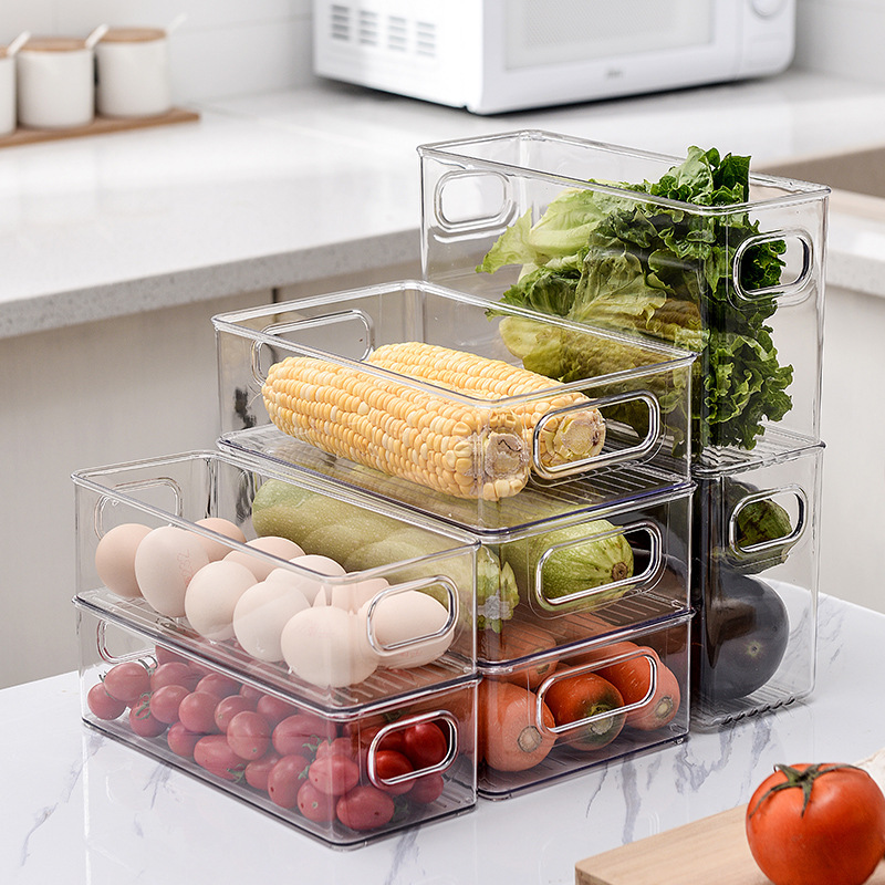 Zt1008 Plastic Preservation Box Transparent Box Refrigerator Preservation Storage Box Fruit and Vegetable Freezing Kitchen Storage Box Wholesale
