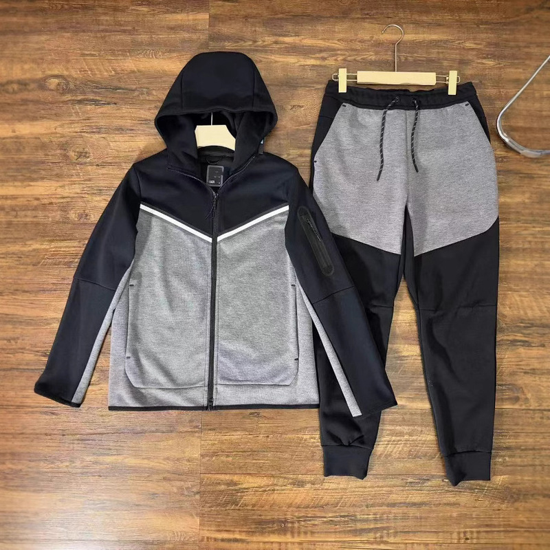 New Men's Spring & Fall Jacket, Trousers, Hooded Sports and Leisure Versatile Suit, Spliced Hooded Zipper Stylewalker Series