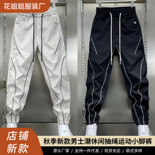 2025秋季新款时尚百搭休闲裤男士松紧腰小脚裤潮宽松哈伦裤厂家批