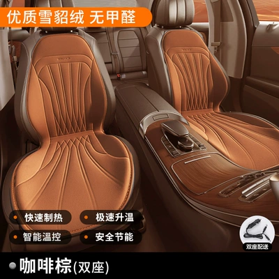 car electric heating modification 12V24V | Multi-function pad - main-driver-two-seats-coffee-brown-all-round-rapid-heating-start-and-stop-with-the-car