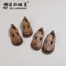 复古勃肯鞋2024春秋新款单鞋韩版儿童英伦风皮鞋男童软底学步鞋