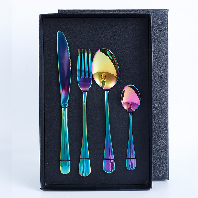 Caja de regalo negra + conjunto de cuatro piezas de color