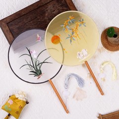 古風シリーズ両面刺繍小扇子蘇州刺繍ダンス撮影用扇子プロモーション卸売扇子ブナ材牡丹