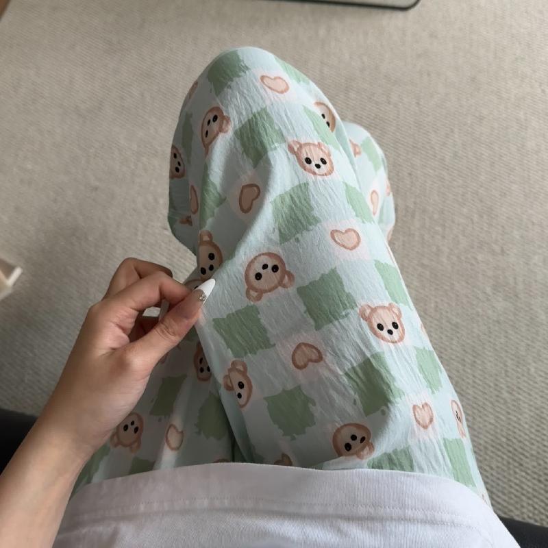 Primavera y verano · Pantalones de pijama casuales para mujeres pantalones a prueba de mosquitos rojos en línea 2025 nuevos pantalones caseros para llevar