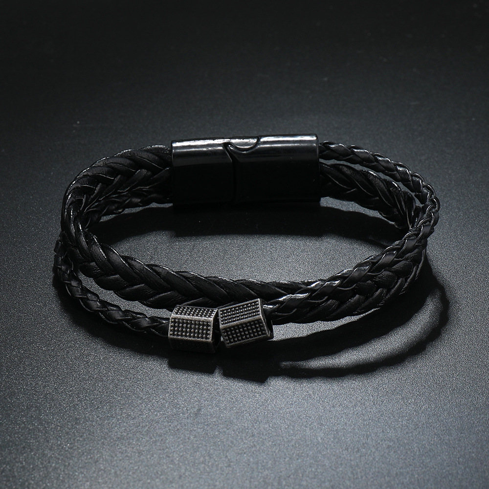 Hip Hop Geometrisch Pu-Leder Legierung Magnetisch Unisex Armbänder Männer Schnur & Leder Armbänder display picture 3