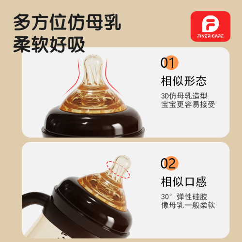 Finercare Wide Mouth PP Baby Bottle Anti-Coughing and Anti-Bloating Children's Straw Cup for Big Babies and Grandmothers